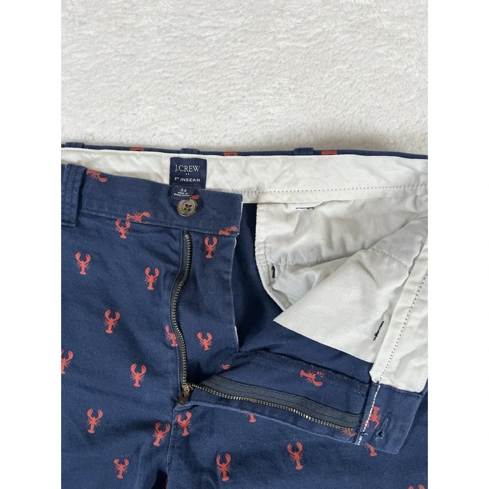 J. Crew Navy Blue Shorts with Red Lobster Print
